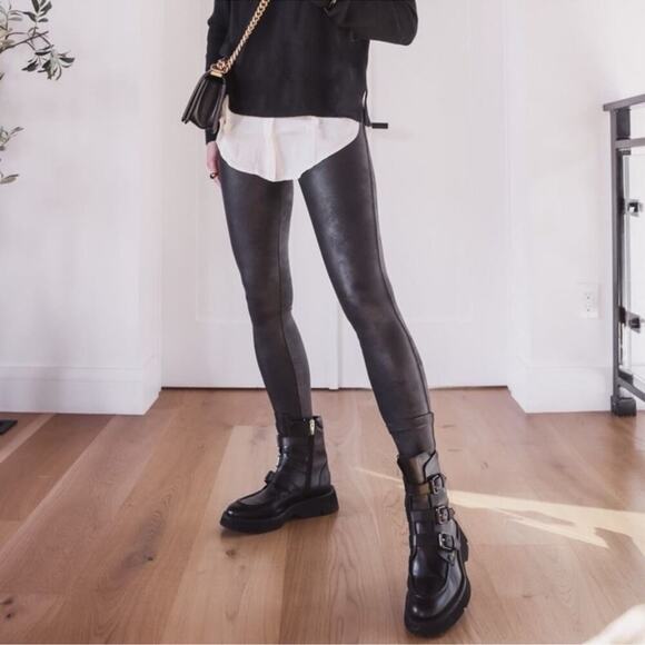 SPANX Pants - Spanx Faux Leather Black High Rise Faux Leather Leggings Women’s Size XS